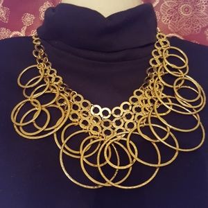 Hooped Gold tone 19 inch total length necklace